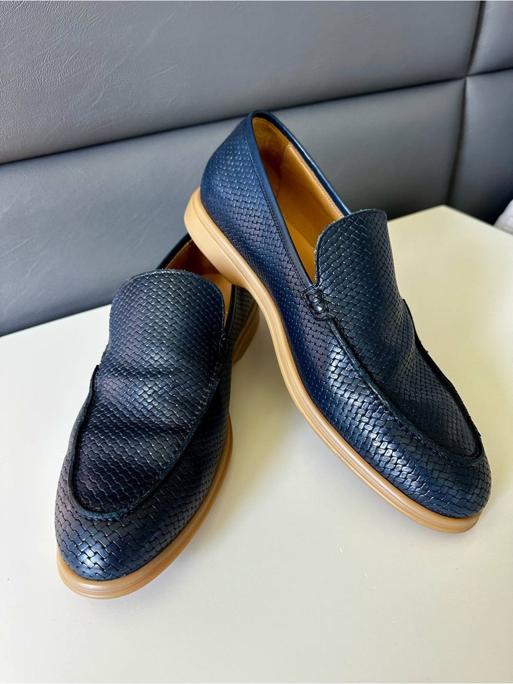 Russell & Bromley London Navy Leather Loafers EU 42
